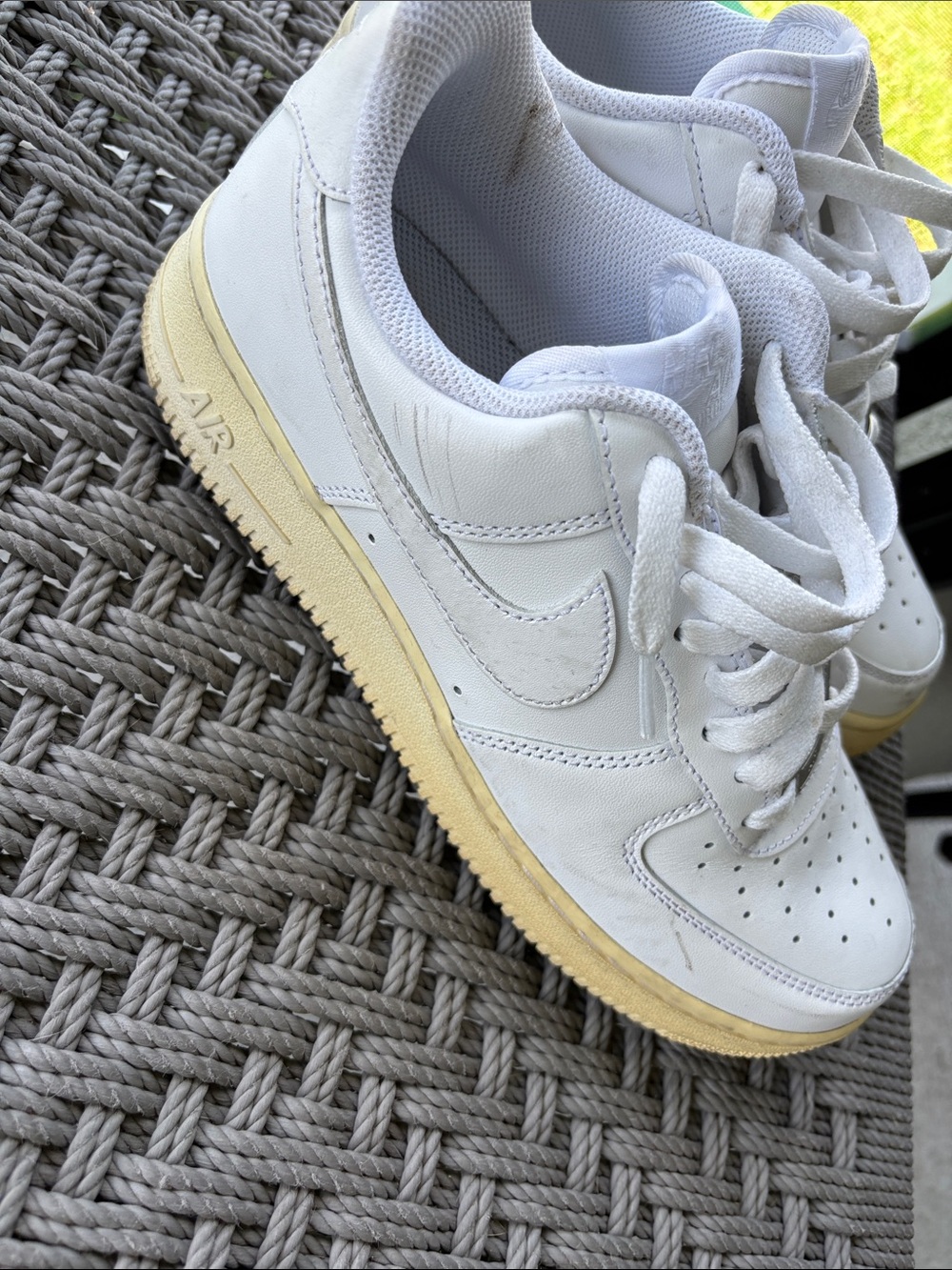 Nike White Leather Low-Top Sneakers with Cream Sole